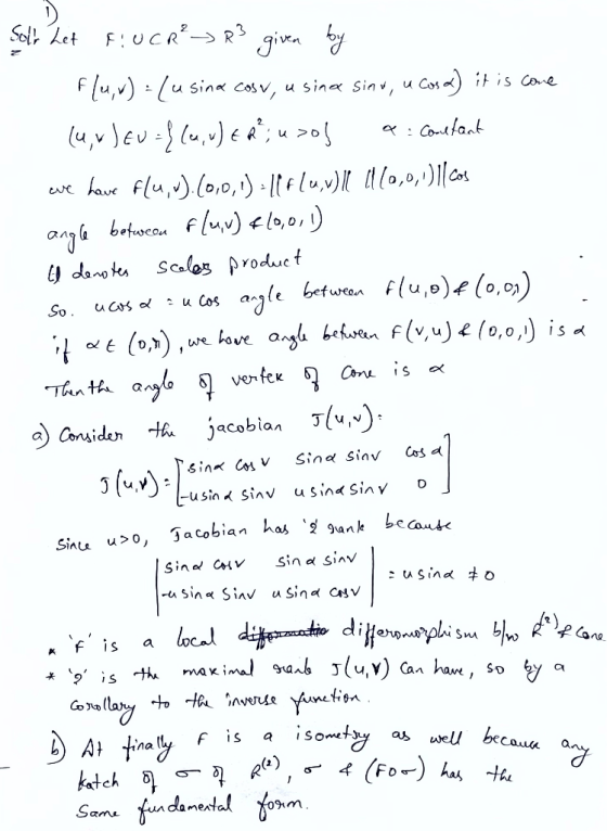 F:UCR Sol Let R is Cone Sina Cosv, u sina Sin , u n7- (n Cond fant ue flu,)o,0,l{ f luv) l0,0,)||a y dano tes Scalo product