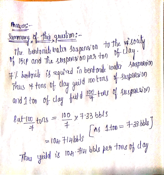 Thus y tuns tt clay yǐjd 100ttns 부 suspension b0 uDO 133 bbls