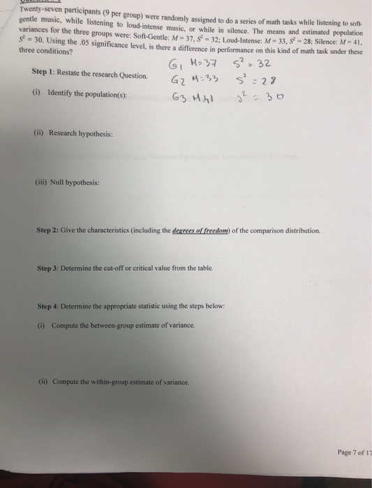 Twenty-seven participants (9 per group) were randomly assigned to do a series of math tasks while listening to sof. gentle mu