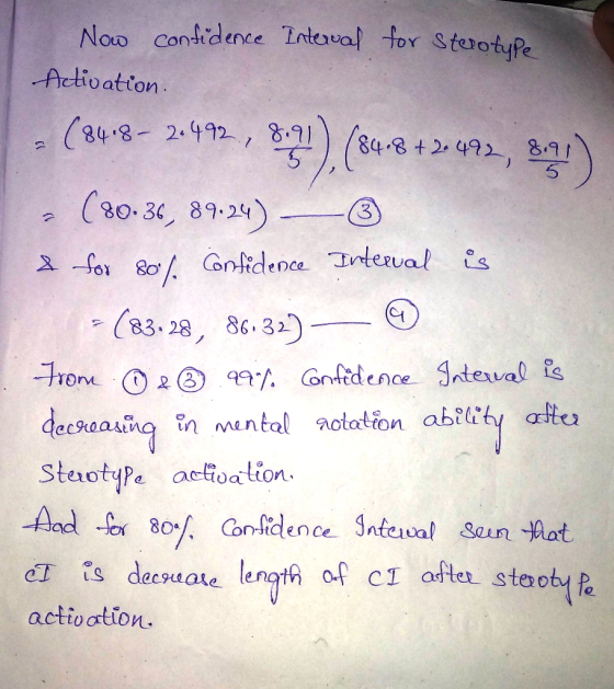 Now Condidence Tntewal tor Sterotype Activation (34.8-2.492 , 8.91 84.8+2. 492, 8. 7 80.30, 89.24 (3 Contidence Interval s (8