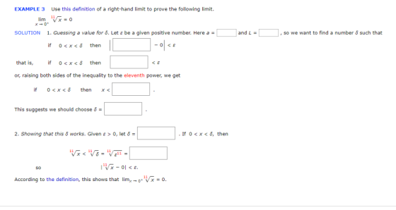 Use this definition of a right-hand limit to prove the following limit. EXAMPLE 3 x0 SOLUTION and L such that 1. Guessing a v