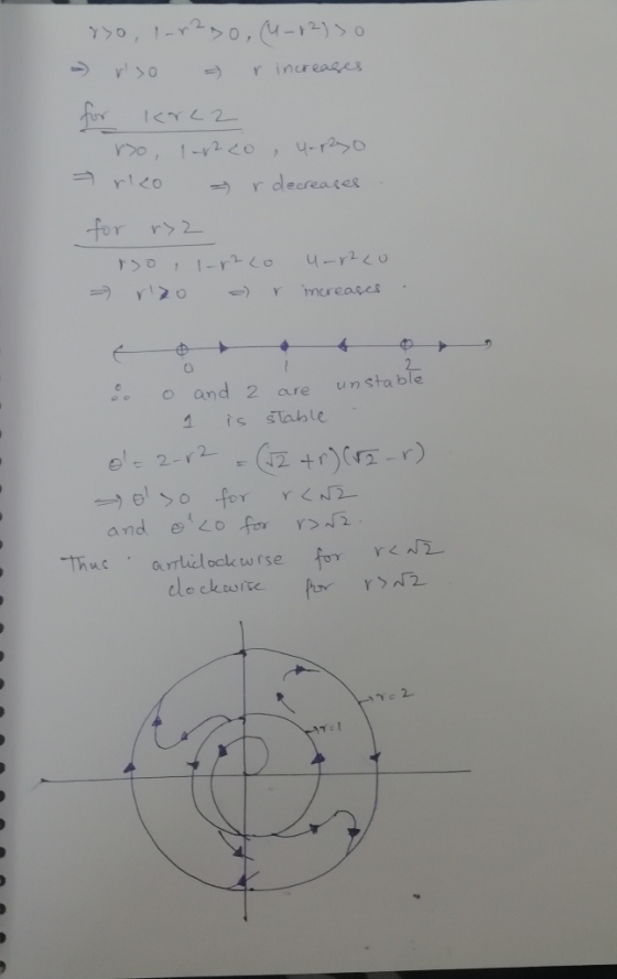 2. → r decrea (es for r2 and 2 are un stable 1 is stable and e for r> lee