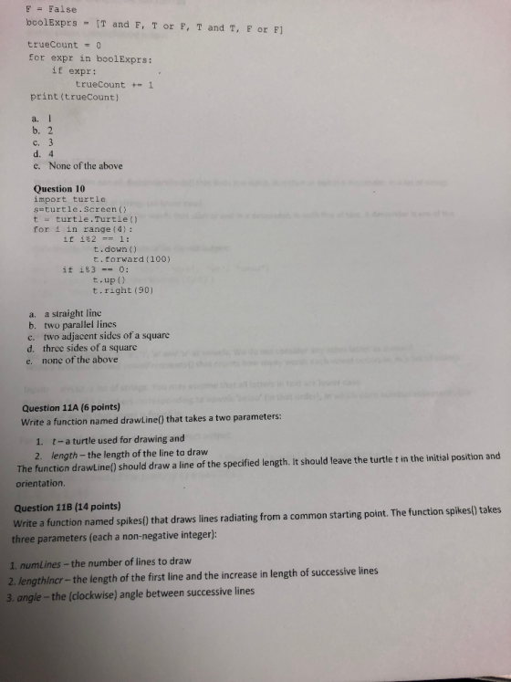 F=False boolExprs = [T and F, T or F, T and T, F or F trueCount = 0 for expr in boolExprs: if expr: trueCount += 1 print (tru