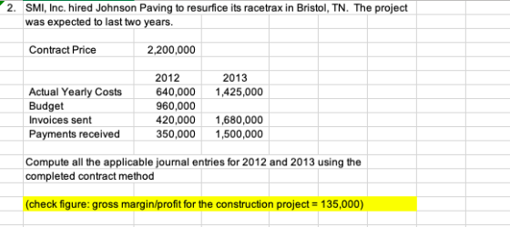 2. SMI, Inc. hired Johnson Paving to resurfice its racetrax in Bristol, TN. The project was expected to last two years. Contr