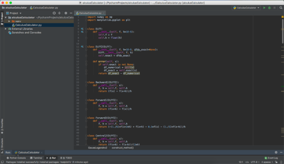 alculusCalculator [~/PycharmProjects/alculusCalculator] -...CalculusCalculator.py [alculusCalculator] alculusCalculator Calcu