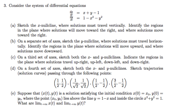 3. Consider the system of differential equations = z+9-1 (a) Sketch the r-nullcline, where solutions must travel vertically.