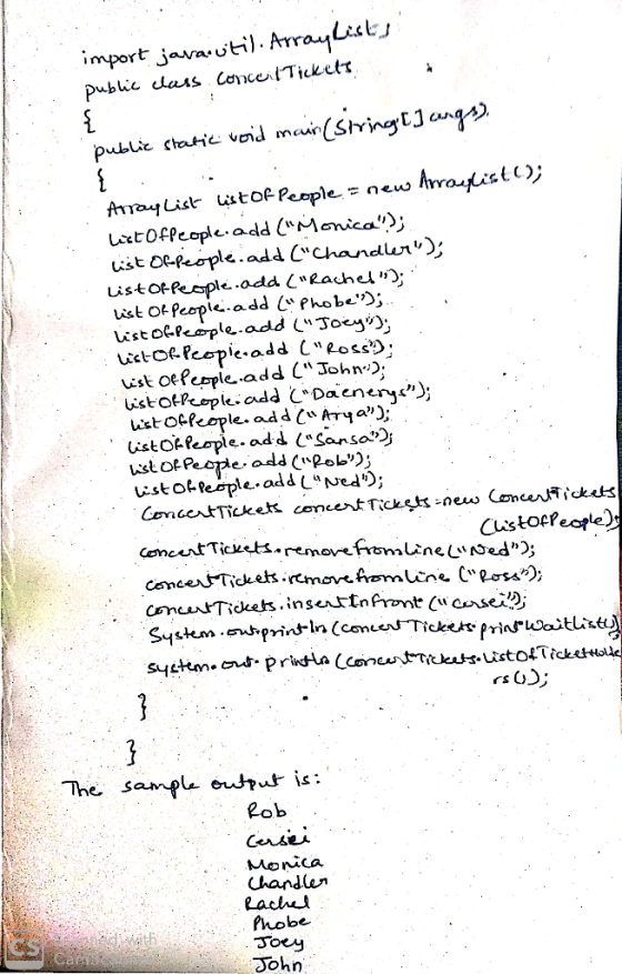 import javautil Arra C Rache. ListOf-esple.ada ust oefebple.add ( Johnכ, uistotkople, cidd Daenerys); ust ot P.cre. add