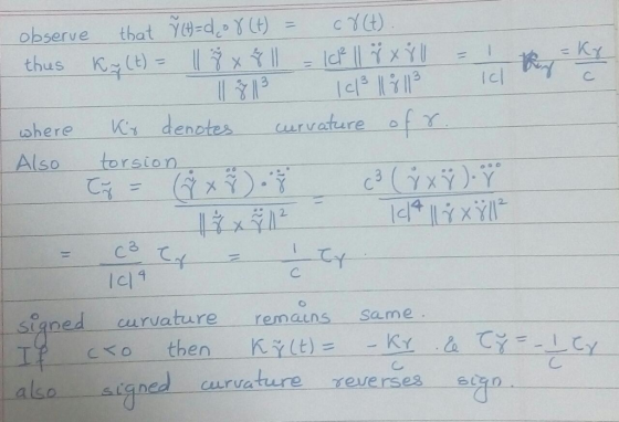 observe that γ8-dere- c1(t) thus K 2 ○here denotes urvatureo r Also torsion c て gned curvature remauns same signed curvature