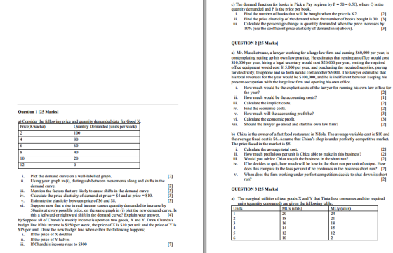 c) The demand function for books in Pick n Pay is given by P quantity demanded and P is the price per book. 50-0.3Q, where Q