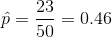 \hat{p}= \frac{23}{50}=0.46
