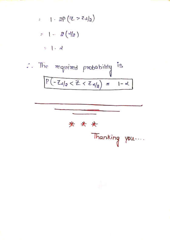 The quied robabilnj |P(-Za/2 < Z < Thanking you