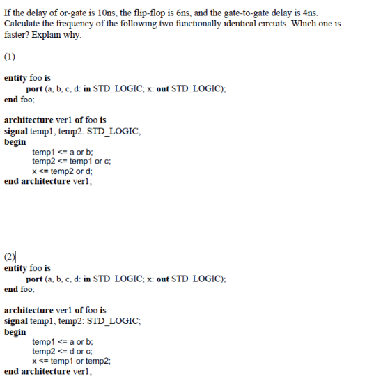 If the delay of or-gate is 10ns, the flip-flop is 6ns, and the gate-to-gate delay is 4ns Calculate the frequency of the follo