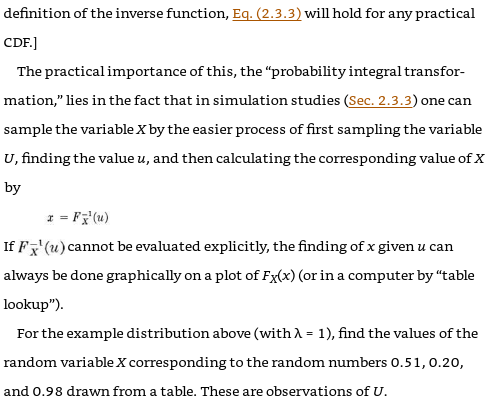 definition of the inverse function, Eg: (2 : 3 : 3 ) will hold for any practical CDF.] The practical importance of this, the