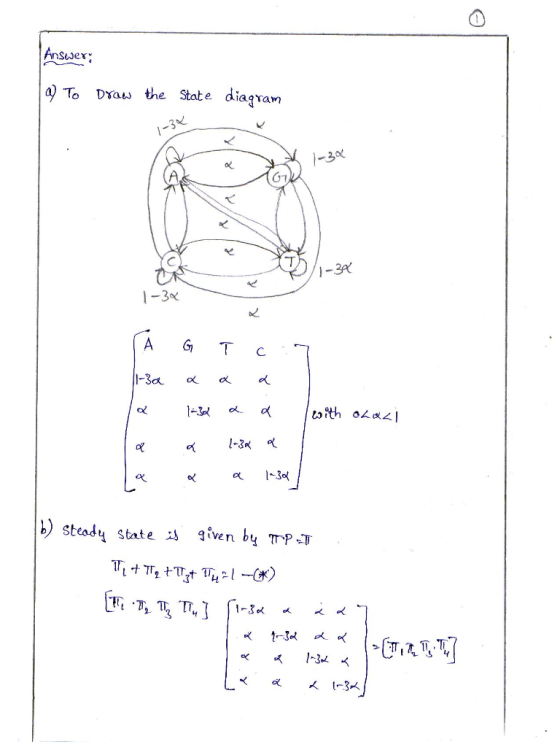 Answex ) To DYau the State diagram 61 1-3x A 6 T c b) steady state iS given by TP-T.