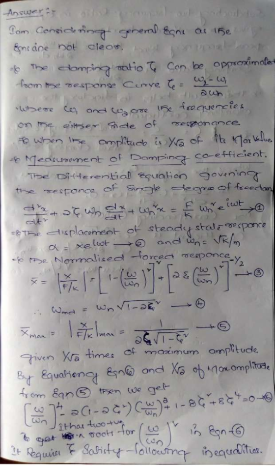 -Answer on elue Medsuement of Dainco-efficient rcect esponce LS 2 FIK uon (ち Triven Ya times of marimum ompitude from 8an⑤ tF