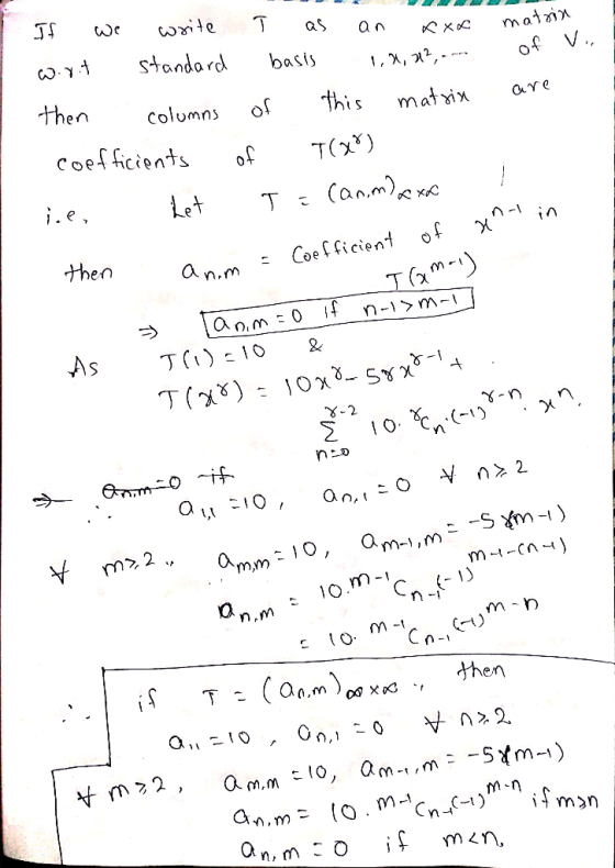 wte T a n хс matix standard о.у basis оf then this columns matrix Ore Соefficients оf Сanm Let хс оf then Coeficient an.m aр.