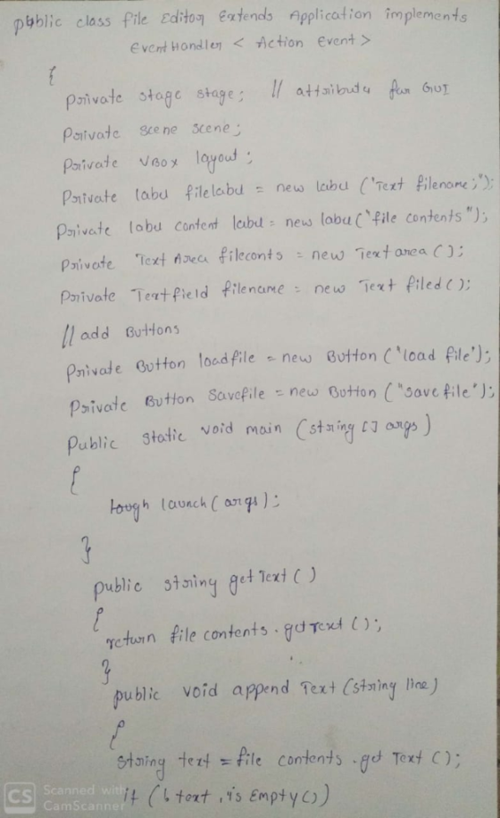 public class file Edito키 extends Application impleme nts Event Hond le < fiction Event > Paivate Sce ne scene Pritvate tabd f