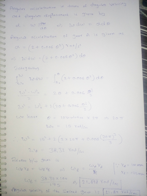 Angula ty ta Ccele na tion s Ude 2. e nave 20 T Y 00 mn Yo 38.32 x 10 0 2 1.818 Yod/sec molar. Velocity of the eCond geoY 1S