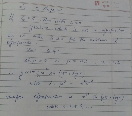 Date: 1 Page No: then nth 40 which not So take we & 7o for the existence eipanfeca thion Siace Lin p n,2, 3, ()=Cx 2 TT with