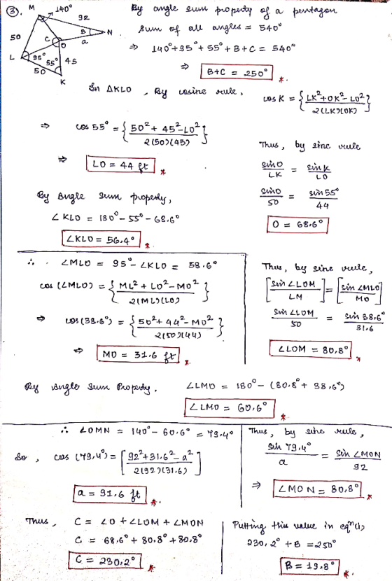 R0 54o alL 50 Бо by 와ncwule (50)145) Thus, し0-44 LK SMO SD 0 = 68-6。 KLO = 56,40 Thu, by sine vule MO 31,6 oThus 32. 2132 31