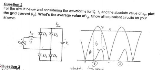 Question 2 For the circuit below and considering the waveforms for Vo, o and the absolute value of eg, plot the grid current