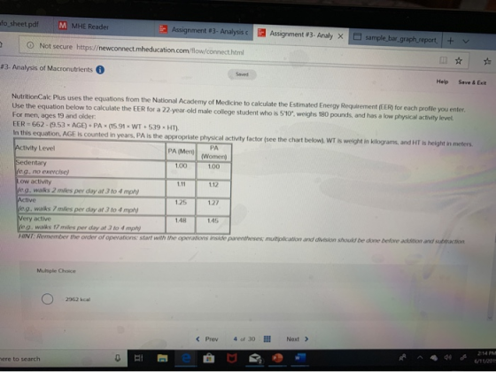 fo sheet pdf M MHE Reader Assignment #3- Analysis c Assignment # 3- Analy X sample bar graph report + O Not secure https://ne