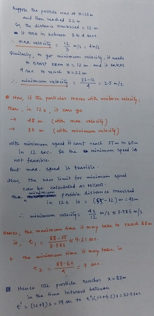 Suppose th pantde wan at x-10 m And Then YLA ched 2.2 m S0 te diston ca trawaged 12 m it teok in behwaun 3 to 4 Aecs. max. ve