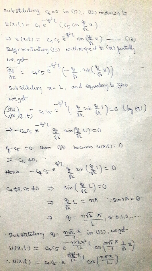 Surstluting 0in 02), 2duces t uxE)=Ca can2 12) u(at) Ca os we get ) Sim C4 CS L, and euatng t 3e0 e get S -Case VE becomes uc