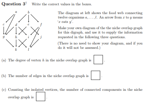 Question 3 Write the correct values in the boxes. //Л VIX LIX The diagram at left shows the food web connecting r eats y Make