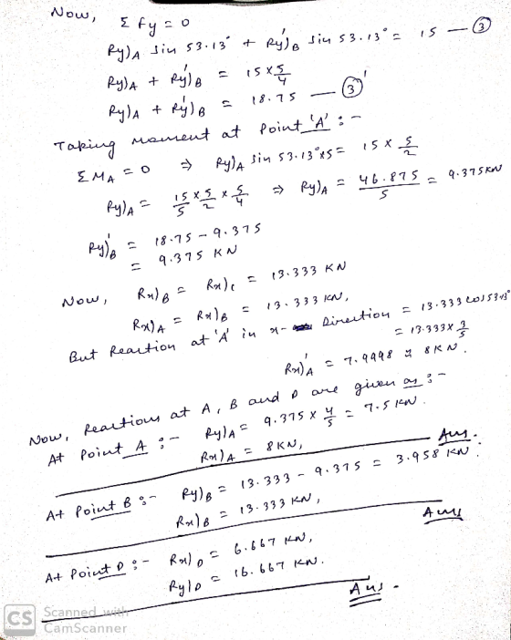 Now, I fy = o PaA Ry iu s3.13 Py)A t 3 Taking maureut at Point A MA 46.875 PyA 9.375KW 8-75- 9- 375 9.375 K/ 3.333 Kw Now 3