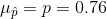 p = 0.76 Up