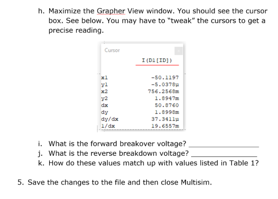 h. Maximize the Grapher View window. You should see the cursor box. See below. You may have to tweak the cursors to get a p