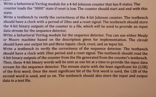 Write a behavioral Verilog module for a 4-bit Johnson counter that has 8 states. The counter loads the 0000 state if reset