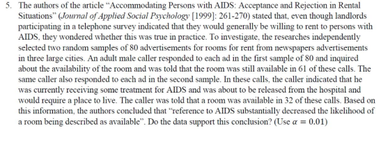 5. The authors of the article Accommodating Persons with AIDS: Acceptance and Rejection in Rental Situations (Journal of Ap