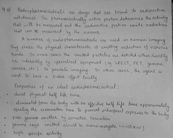 4a) Radiopharmactutials ase dbugb tat ase boure sub slances . The phakmaceuchcally acive poxhon dutaminas thi adivi Hhat wilt