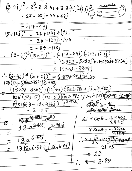 3 32.3.4j+3.3 4jj-4j)* 27 - 108 j-144 + 64j clAsSMAte Date Page l17-44J 25+ 120j t2j 25+120j-144 2-19+120j (3-4i)(5t12j)(-117