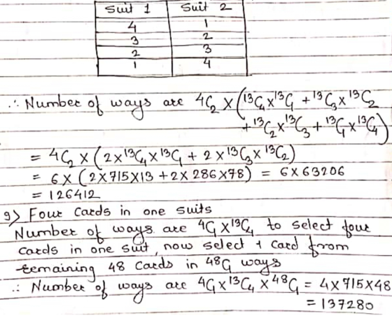 Sui i 2 2 2r, 13 6 X (2x915x13+2x 286x78) = GX 63206 = 126412- g FourCadsin one suits G XI9C o Select o d trom ouLw cards ino