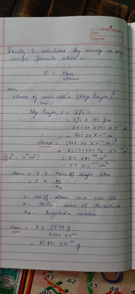 Green House Date Page No. Deraidty fe famuda by maasig whinis ulalculated CL Mars V olume Alaw 7 it ell Ldge leytn vaune (cus