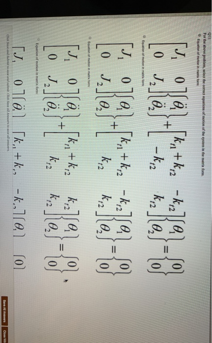 0qaton of motion inf n R12 t2 t2 Equation of motion in matrix form Click Save and Submit to