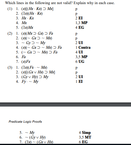 Which lines in the following are not valid? Explain why in each case (1) 1. (9[(Нх Кх) — Мх] 2. (ЭхХ Нх- Кх) 3. Нх- Кх 2 EI 4