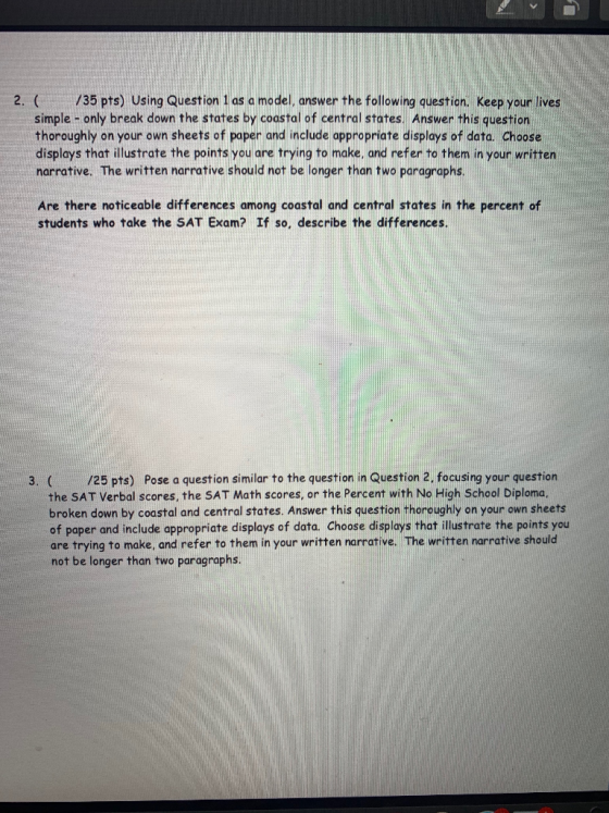 2. /35 pts) Using Question 1 as a model, answer the following question. Keep your lives simple - only break down the states b