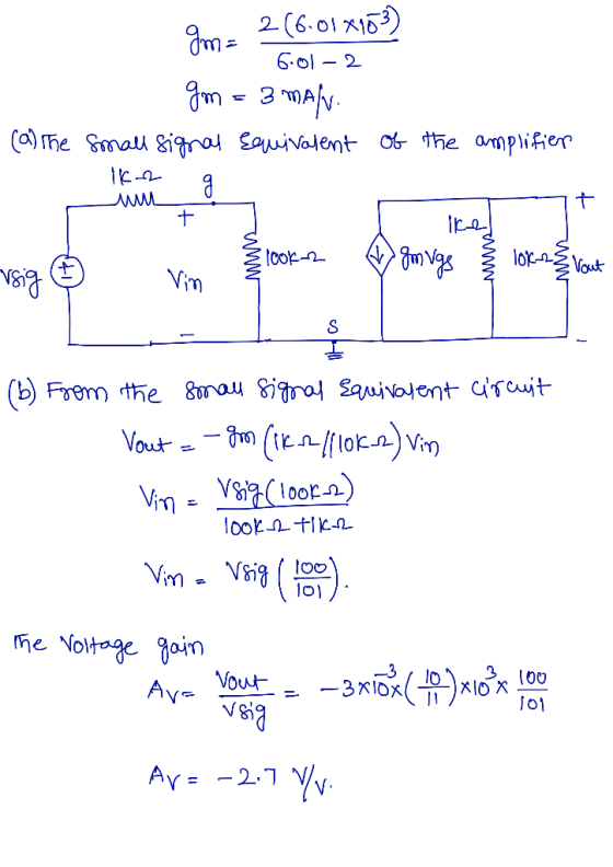 gm 2(6.01 x1 6-0l2 (a)ne Gma giral Eaivalent o the annplifier loF Vouk Vim (b) Frem the 8au igra Sauivolent urcut Voutm(Ielok