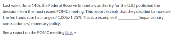 Last week, June 14th, the Federal Reserve (monetary authority for the U.S.) published the decision from the most recent FOMC
