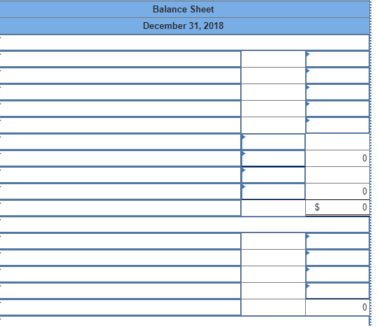 Balance Sheet December 31, 2018 0 0