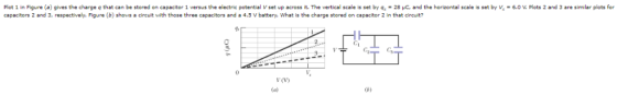 Plot 1 in Figure a gives the charge q that can be stored on capacitor 1 versus the electric Potential V set up across it. The