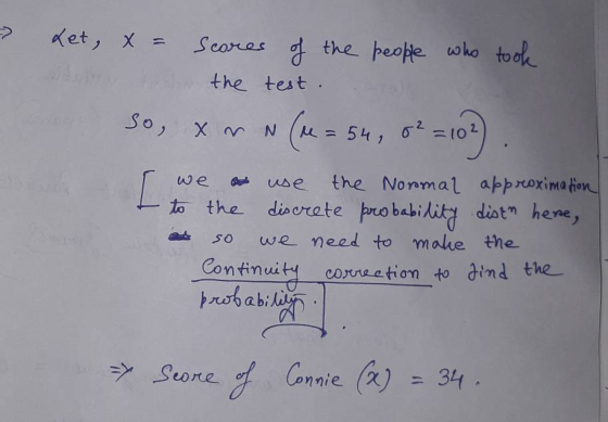 the test So we use the Nonmal approxima ton to the diorate probabiliti distn hene, so we need to make the Con tinuit corneati
