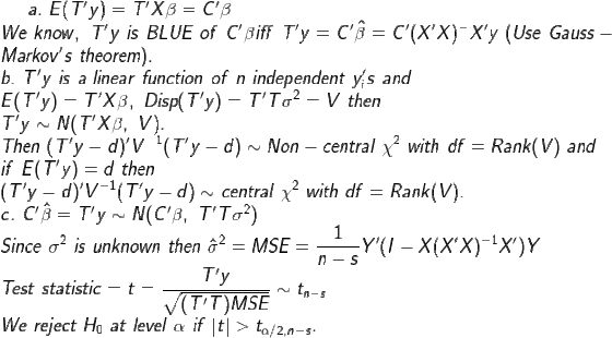 We know, Ty is BLUE of C Biff Ty C-C(xx) Xy (Use Gauss Markovs theorem) b. Ty is a linear function of n independent ys