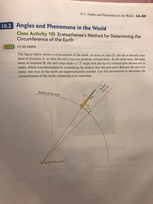 10.2 Angles and Phenomena in the World CA-209 Angles and Phenomena in the World Class Activity 101 Eratostheness Method for