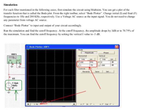Simulation For each filter mentioned in the following cases, first simulate the circuit using Multisim. You can get a plot of