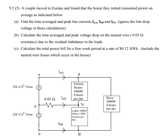 9.5 (5) A couple moved to Europe and found that the house they rented consumed power on average as indicated below (a) Find t